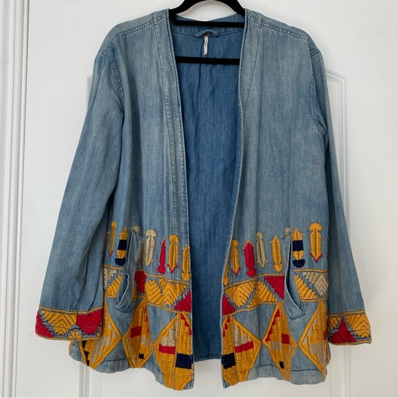 Free People Peruvian Swing Jacket in Indigo - Picture 3 of 7